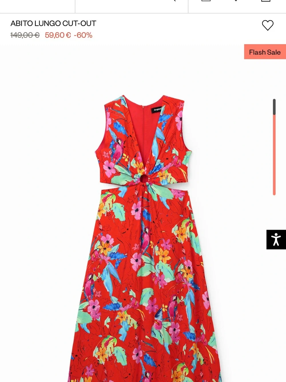 Desigual Red Tropical Cutout Maxi Dress with Multicolor Floral Print - Picture 3 of 5